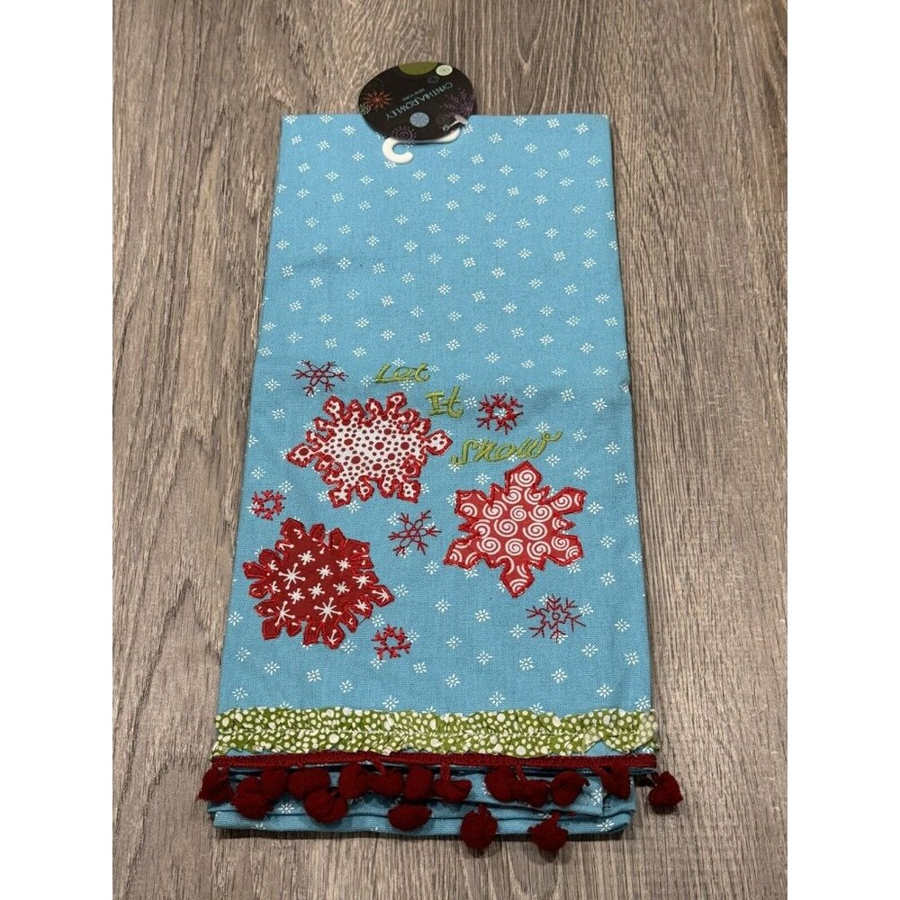 New Cynthia Rowley Christmas Kitchen Towel Snowflakes G14